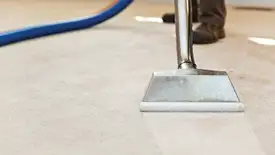 Carpet cleaning wand head gliding over a light carpet during hot-water extraction, Atlanta, GA.